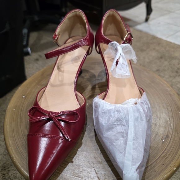 Chic Maroon Ankle Strap Heels - Picture 6 of 9